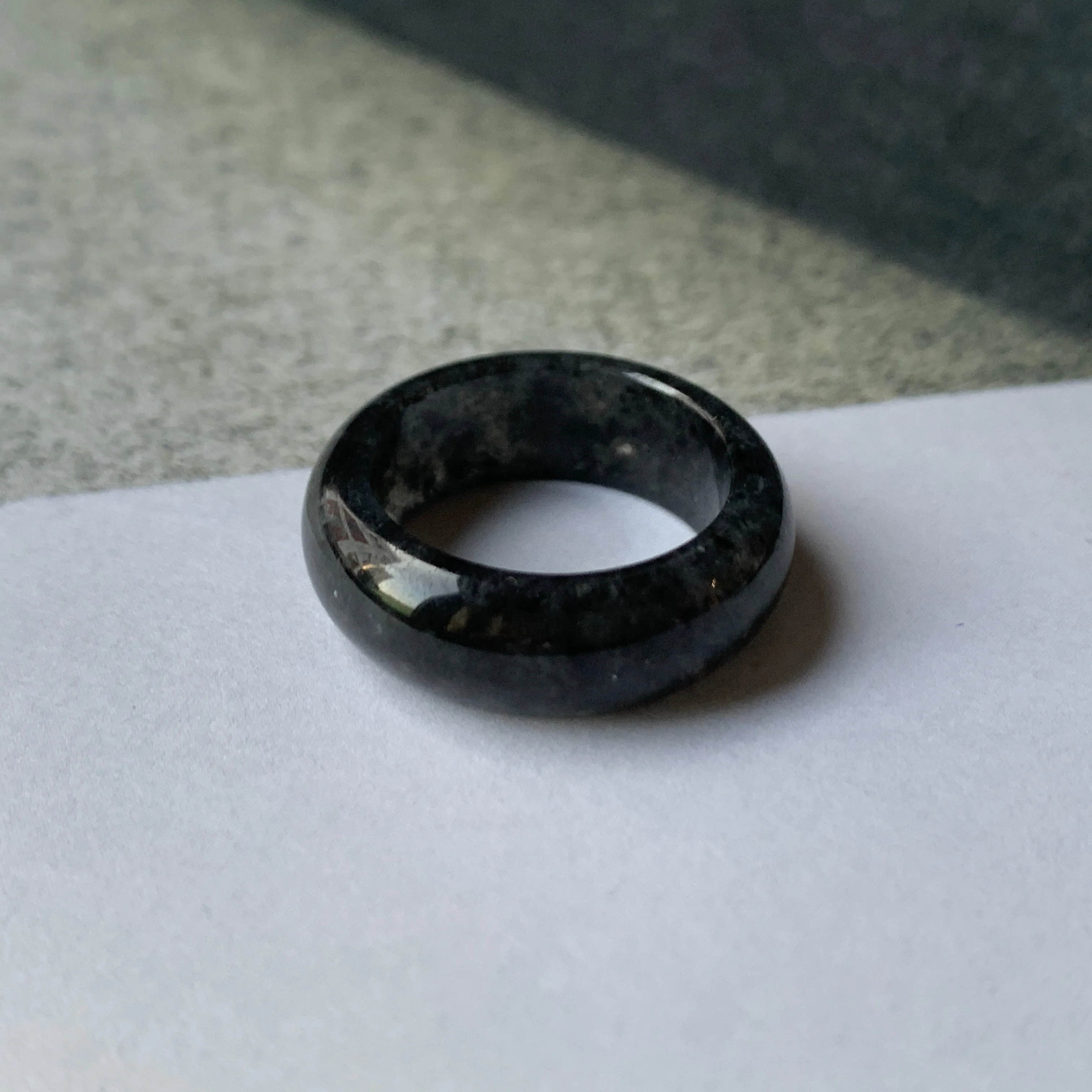 15.1mm A-Grade Natural Black Jadeite Ring Band No. 162151