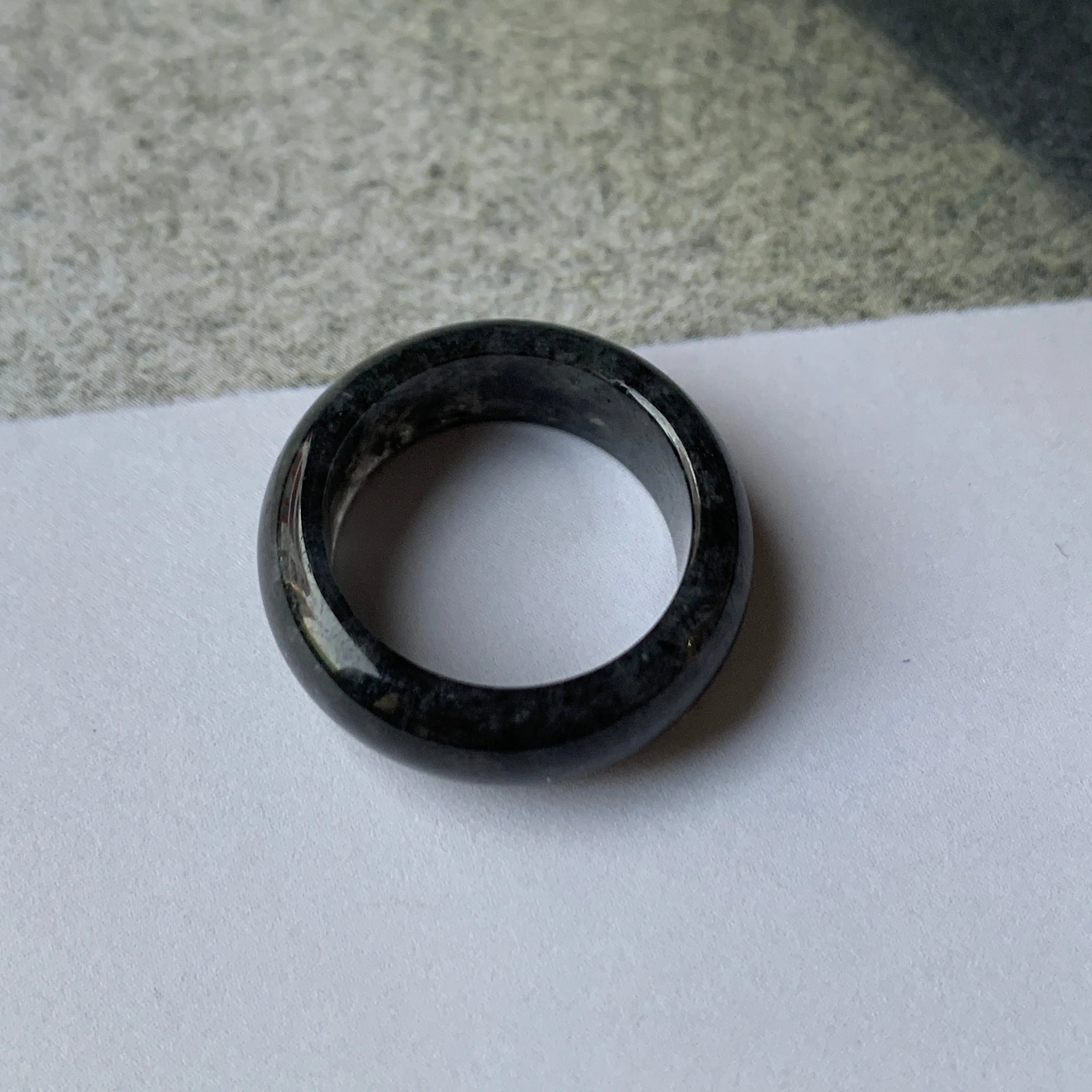 15.1mm A-Grade Natural Black Jadeite Ring Band No. 162151
