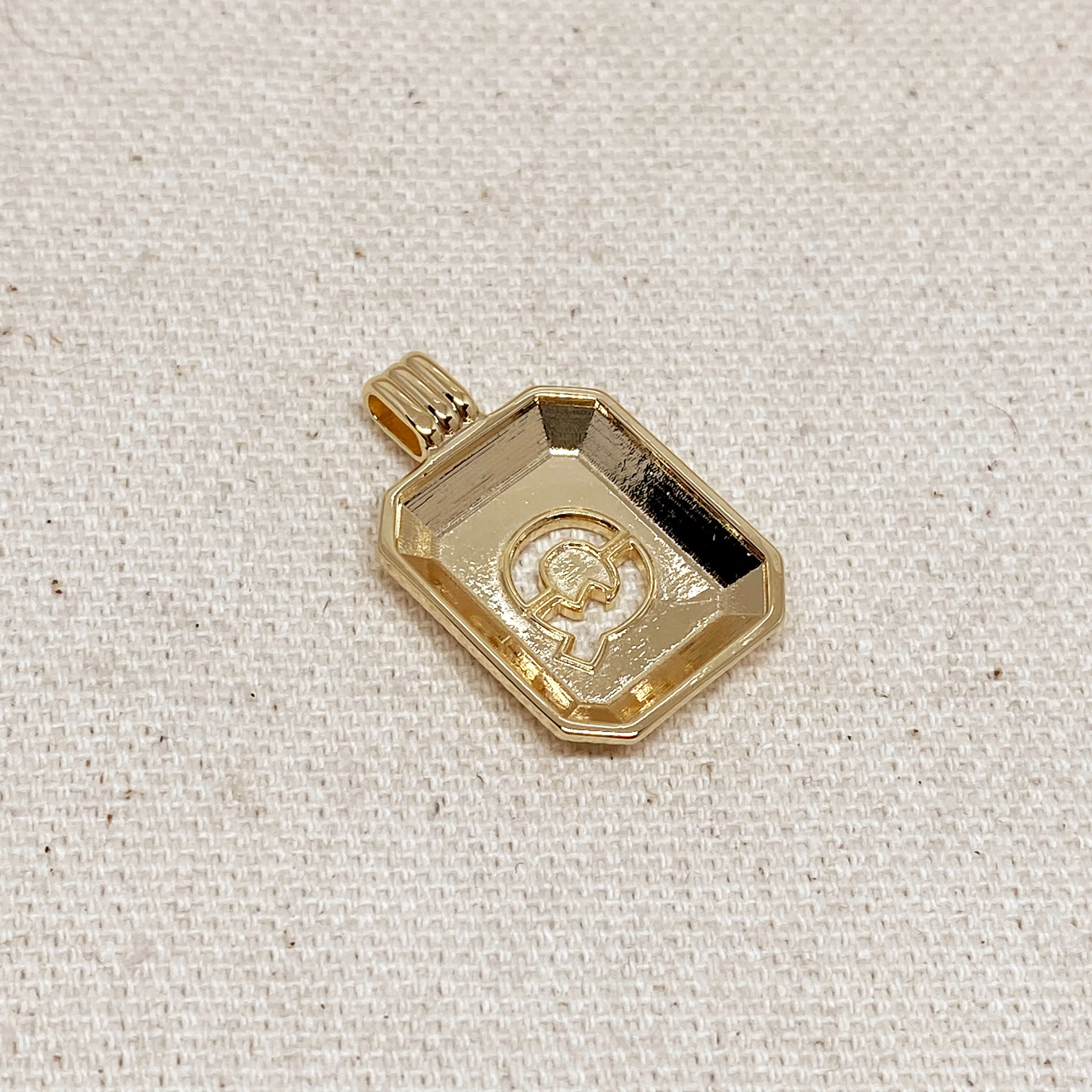 18k Gold Filled Initial Plate Pendant Letter Q