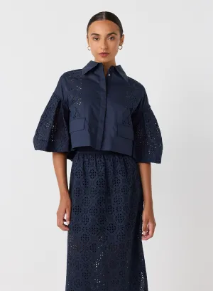 Annette Organic Cotton Broderie Crop Shirt