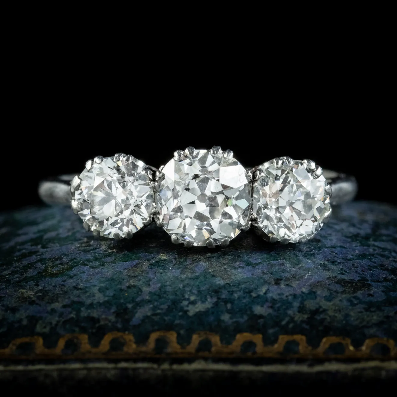 Antique Edwardian Diamond Trilogy Ring 2ct Diamond Circa 1905