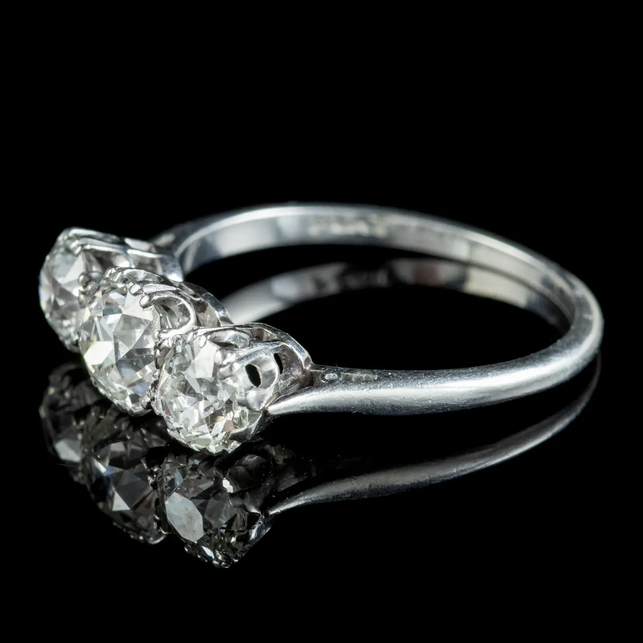 Antique Edwardian Diamond Trilogy Ring 2ct Diamond Circa 1905