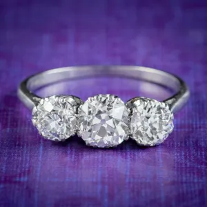 Antique Edwardian Diamond Trilogy Ring 2ct Diamond Circa 1905