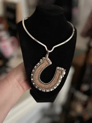 Cowhide Horseshoe 5 inch Pendant