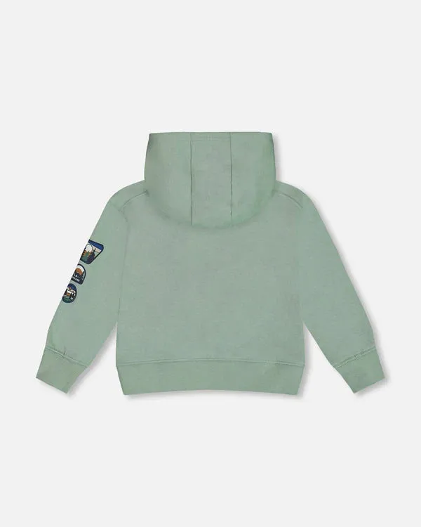 Deux Par Deux Boys Hooded Fleece Sweatshirt  G20S74  Jadeite *