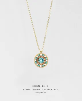 EDEN   ELIE Striped Medallion necklace - Turquoise