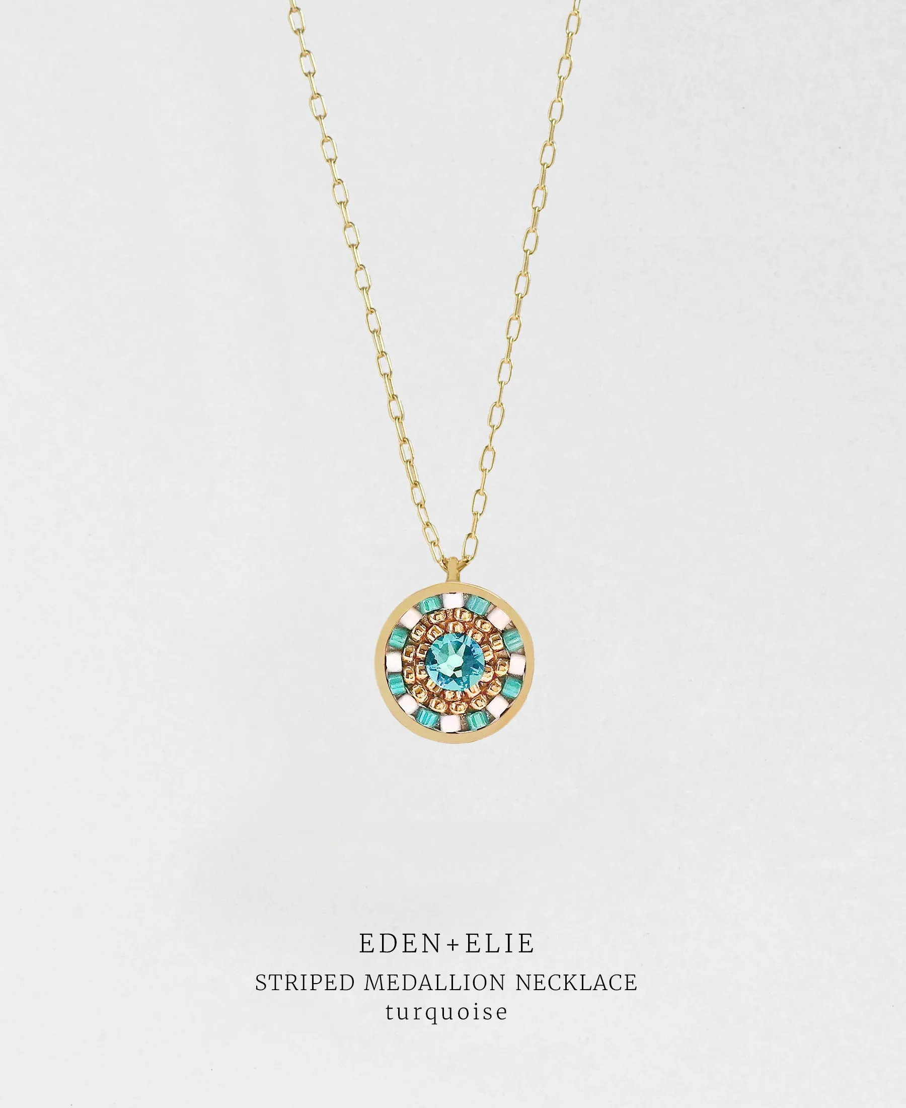 EDEN   ELIE Striped Medallion necklace - Turquoise