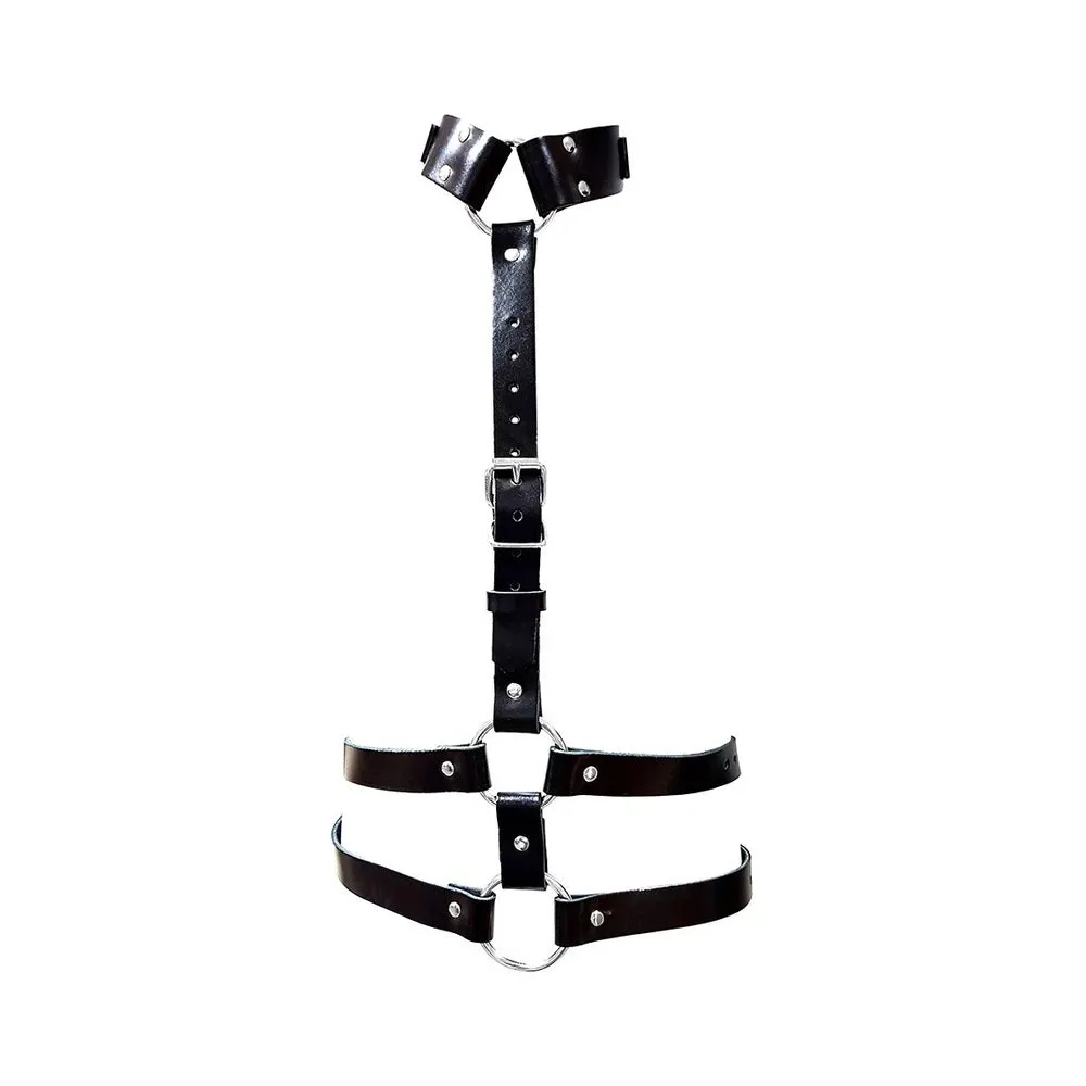 Female Chest Harness with Choker -BLACK