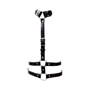 Female Chest Harness with Choker -BLACK