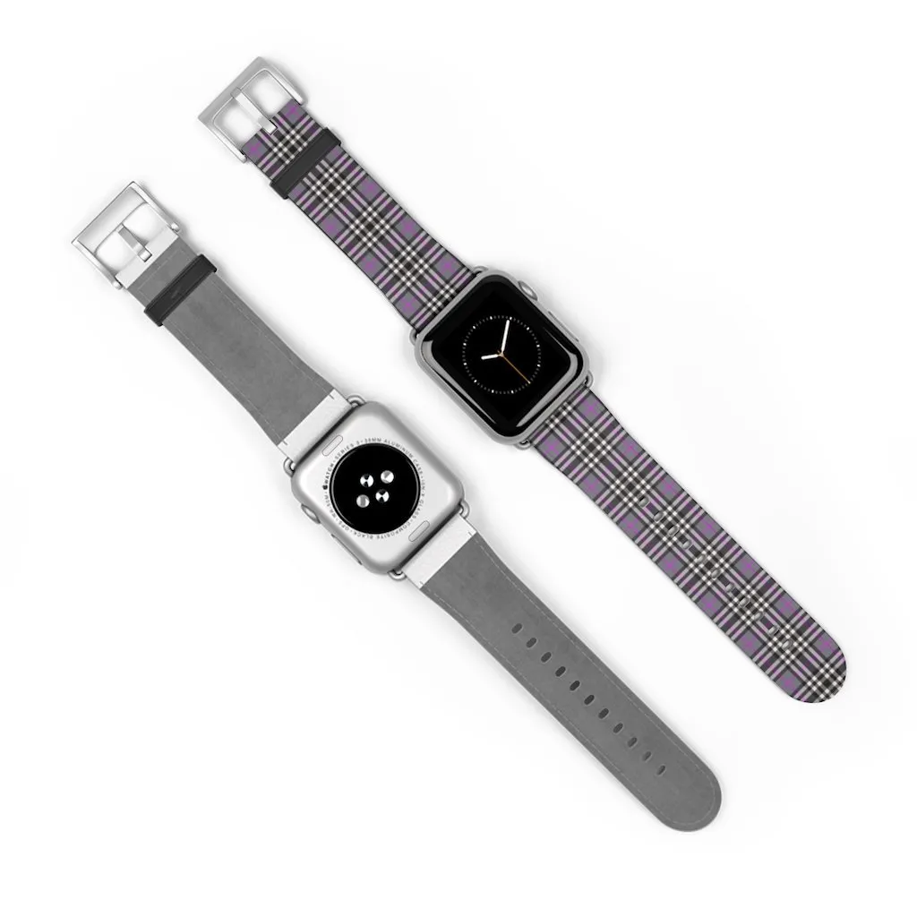 Grey & Pink Tartan plaid Apple Watch Band