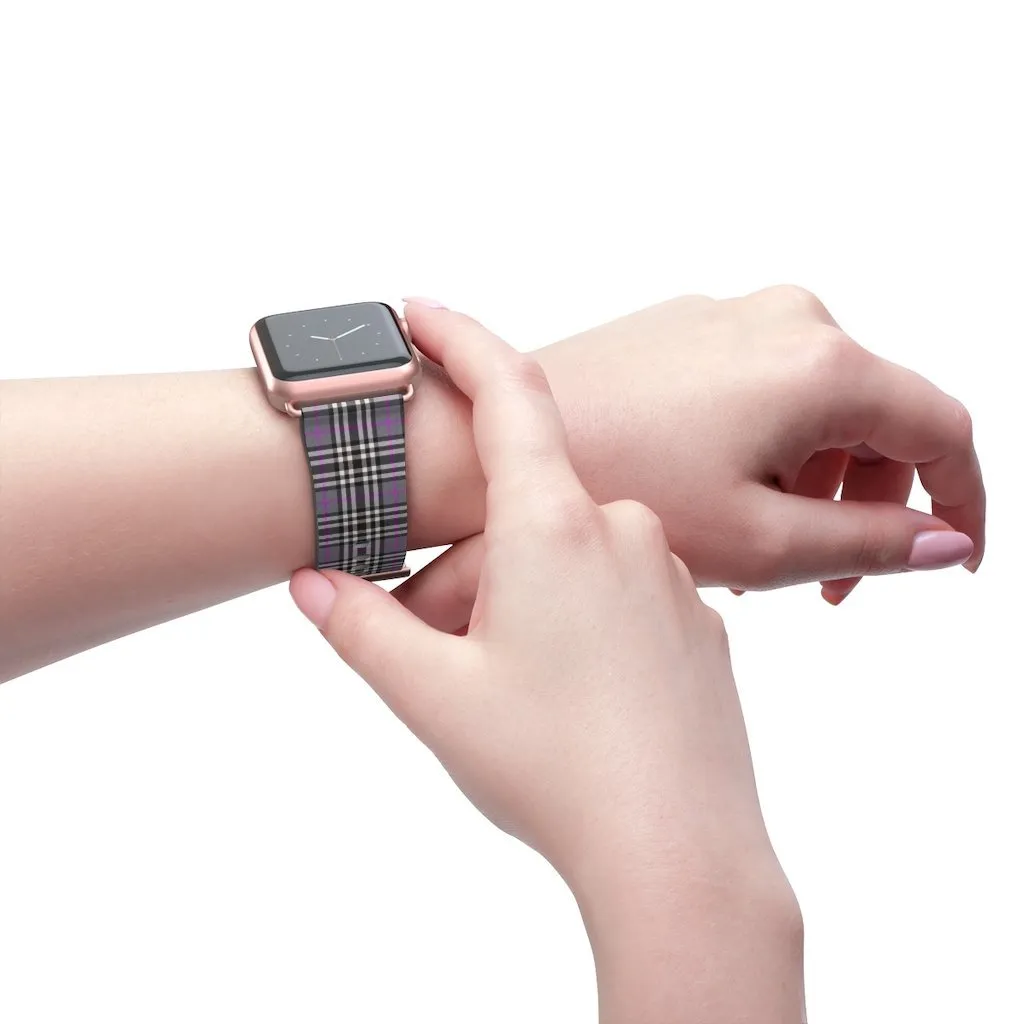 Grey & Pink Tartan plaid Apple Watch Band
