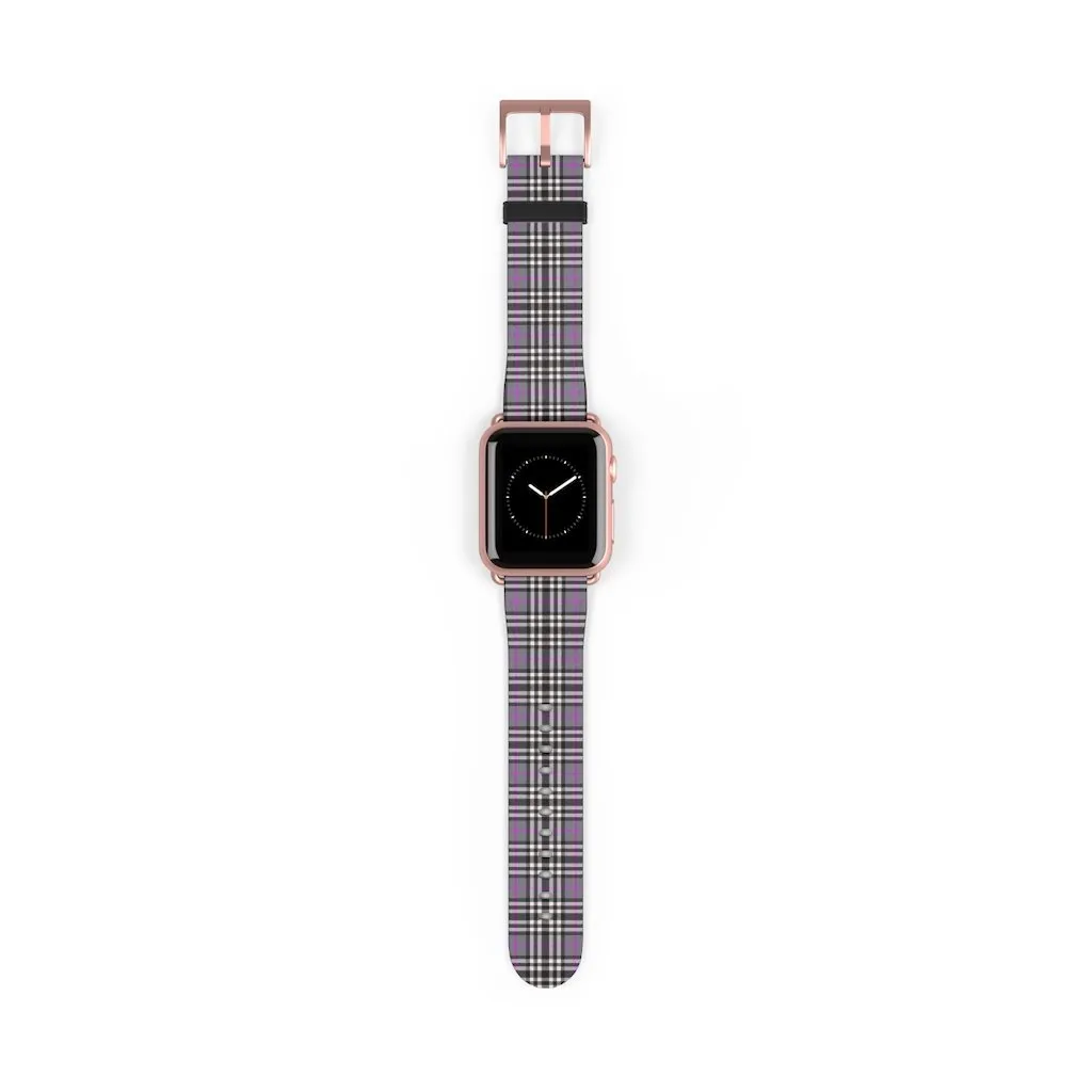 Grey & Pink Tartan plaid Apple Watch Band