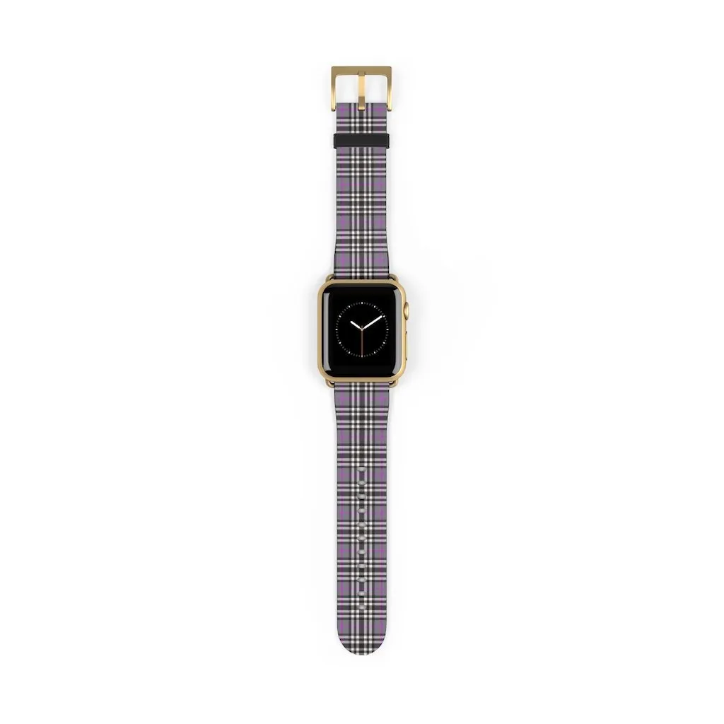 Grey & Pink Tartan plaid Apple Watch Band