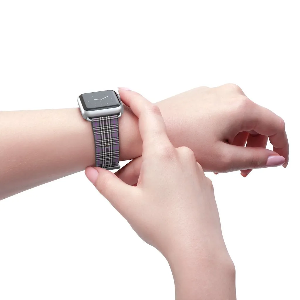 Grey & Pink Tartan plaid Apple Watch Band
