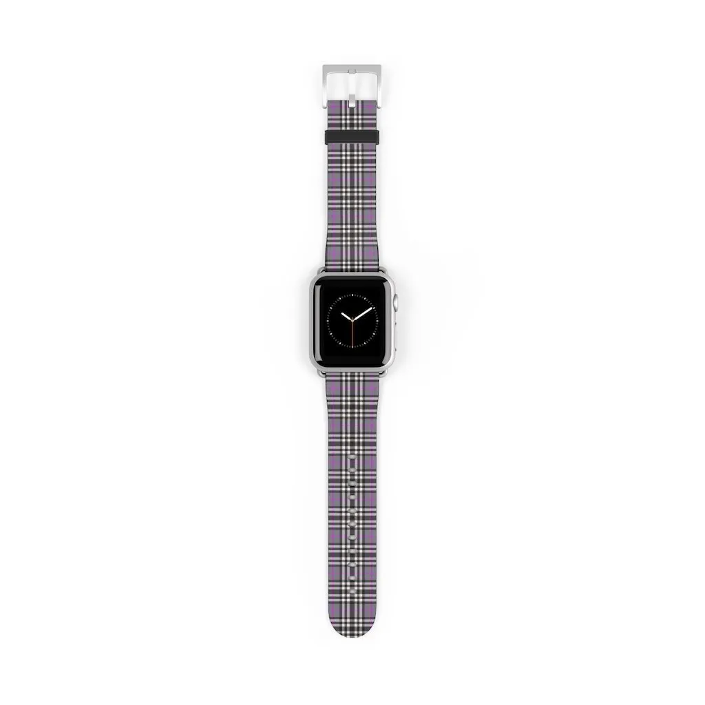 Grey & Pink Tartan plaid Apple Watch Band