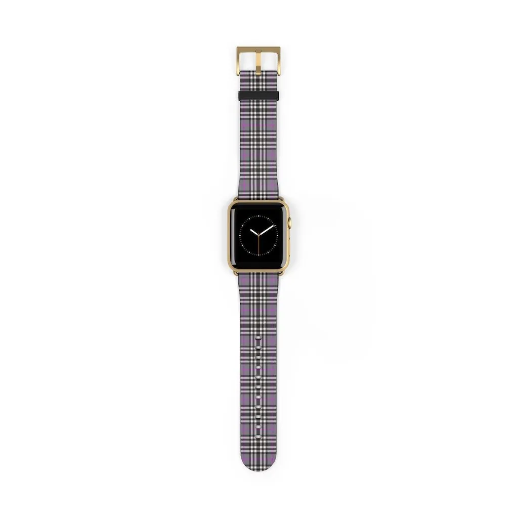 Grey & Pink Tartan plaid Apple Watch Band