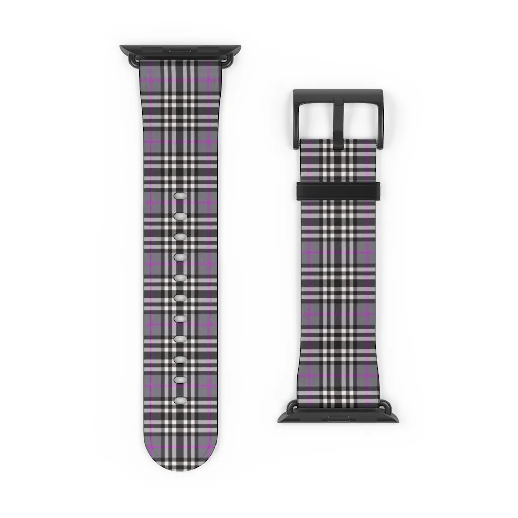 Grey & Pink Tartan plaid Apple Watch Band