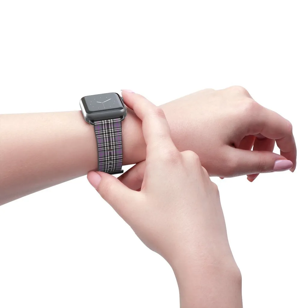 Grey & Pink Tartan plaid Apple Watch Band