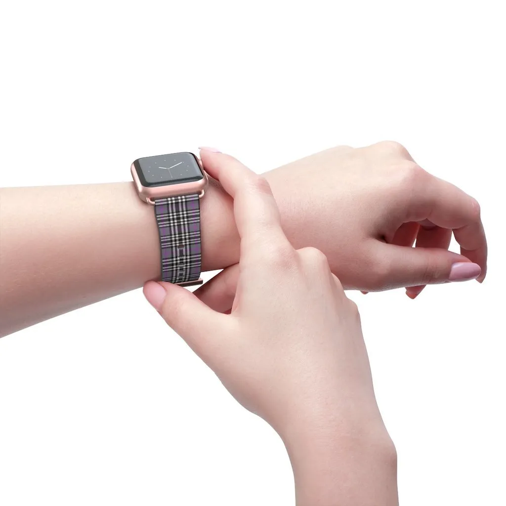 Grey & Pink Tartan plaid Apple Watch Band