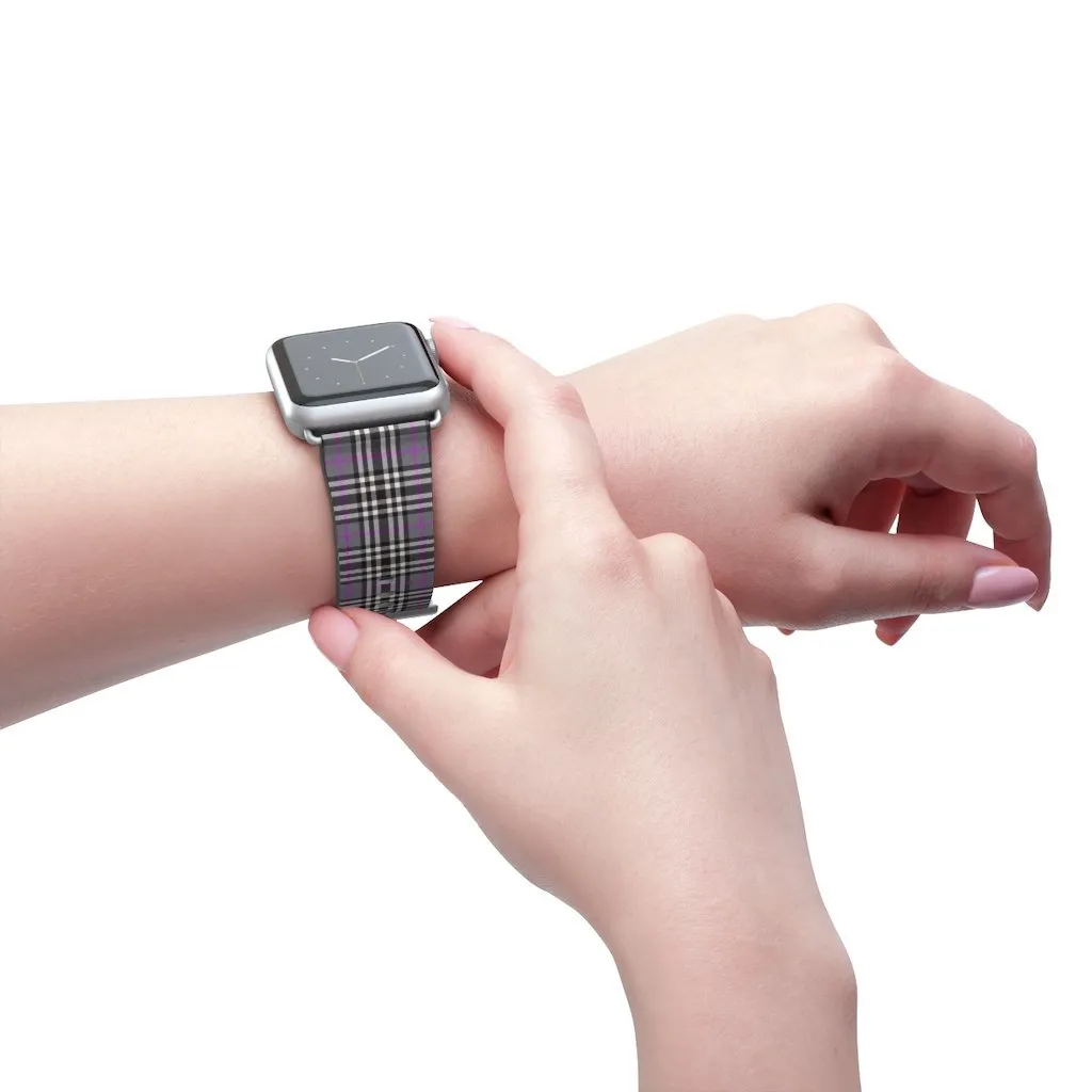 Grey & Pink Tartan plaid Apple Watch Band