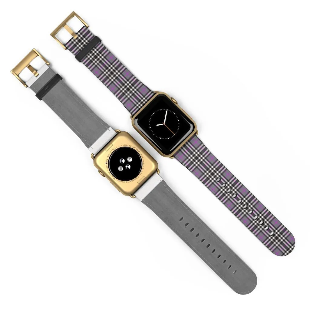 Grey & Pink Tartan plaid Apple Watch Band