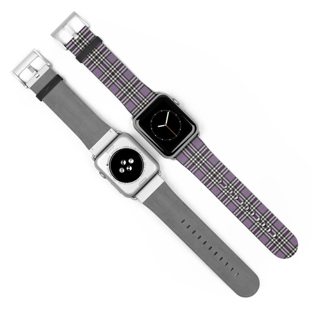 Grey & Pink Tartan plaid Apple Watch Band