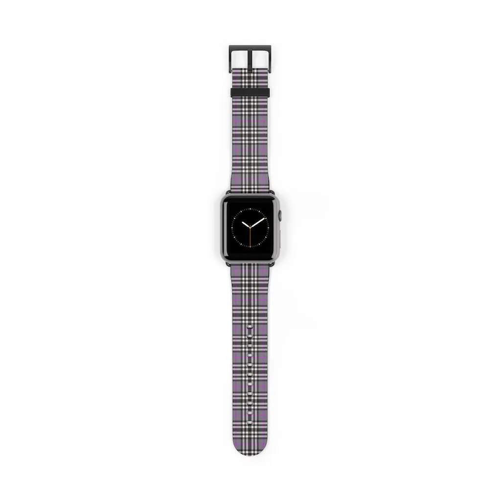 Grey & Pink Tartan plaid Apple Watch Band