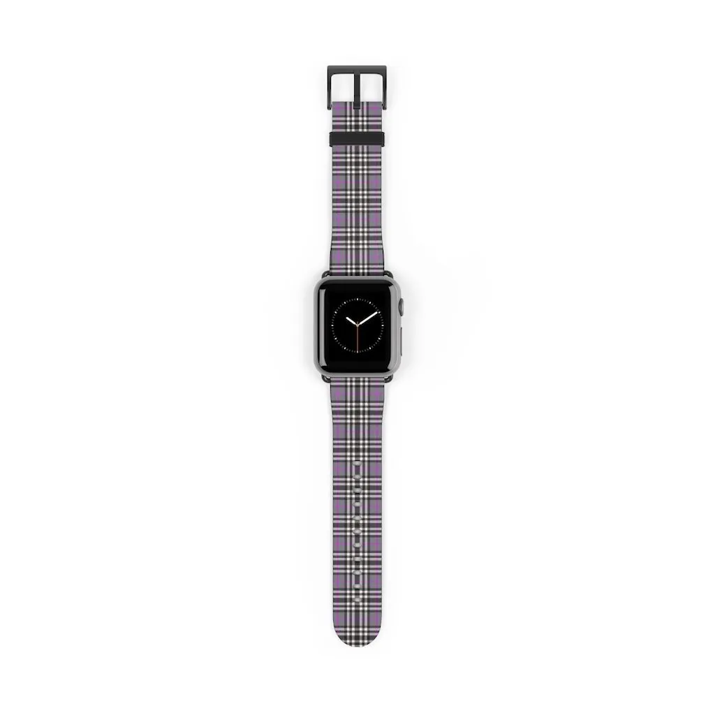 Grey & Pink Tartan plaid Apple Watch Band