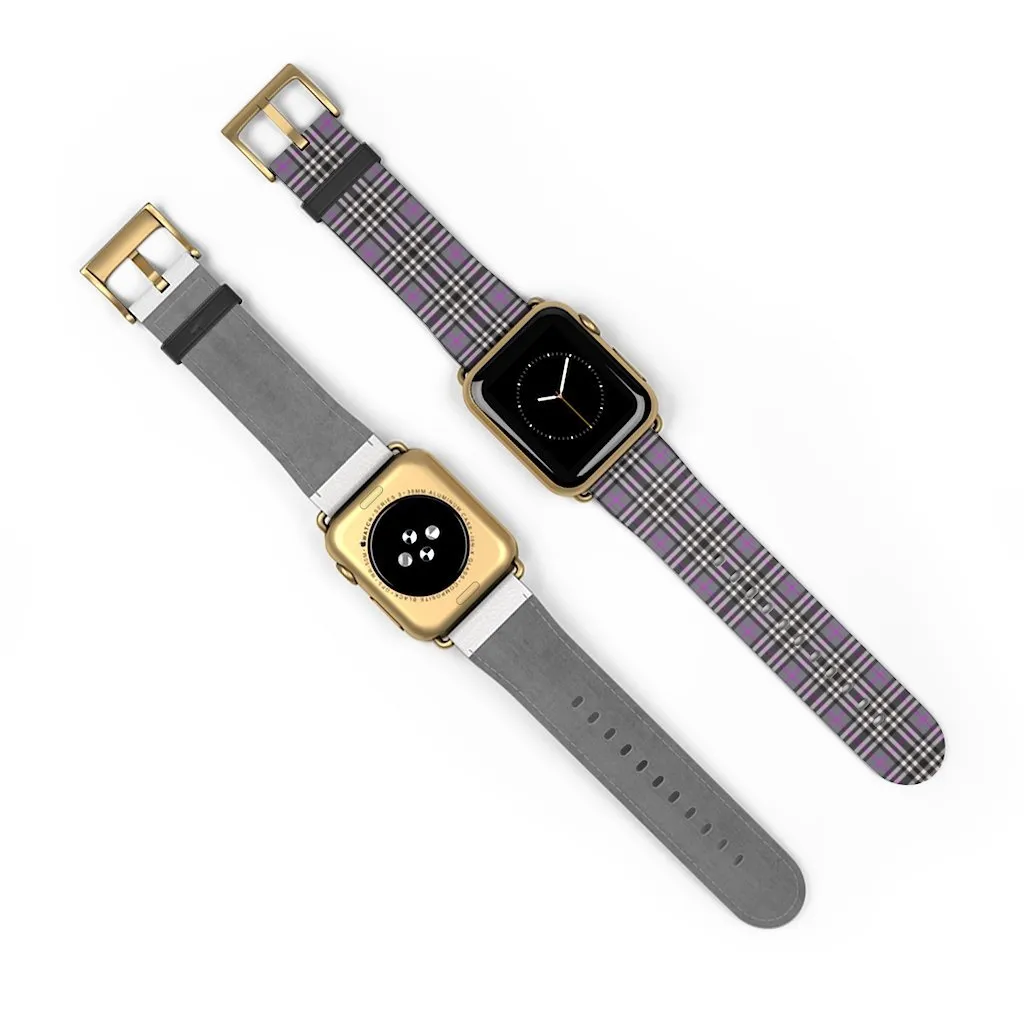Grey & Pink Tartan plaid Apple Watch Band