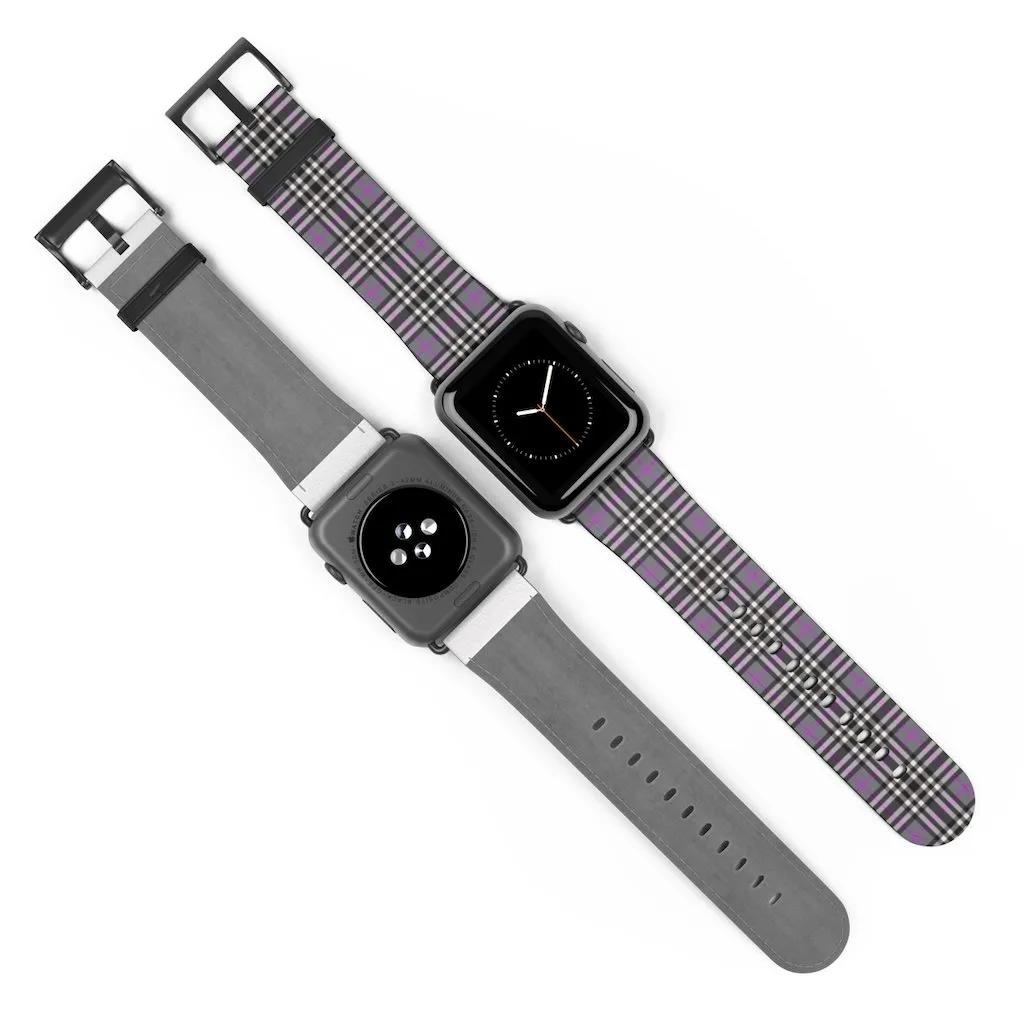 Grey & Pink Tartan plaid Apple Watch Band