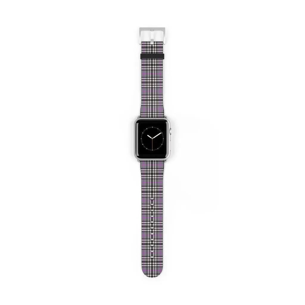 Grey & Pink Tartan plaid Apple Watch Band
