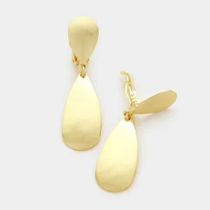 iLLASPARKZ Brushed metal teardrop clip on earrings