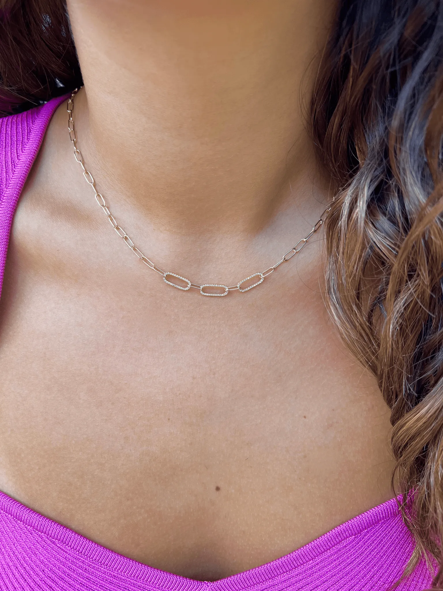 Lisa Diamond Paperclip Necklace 14K