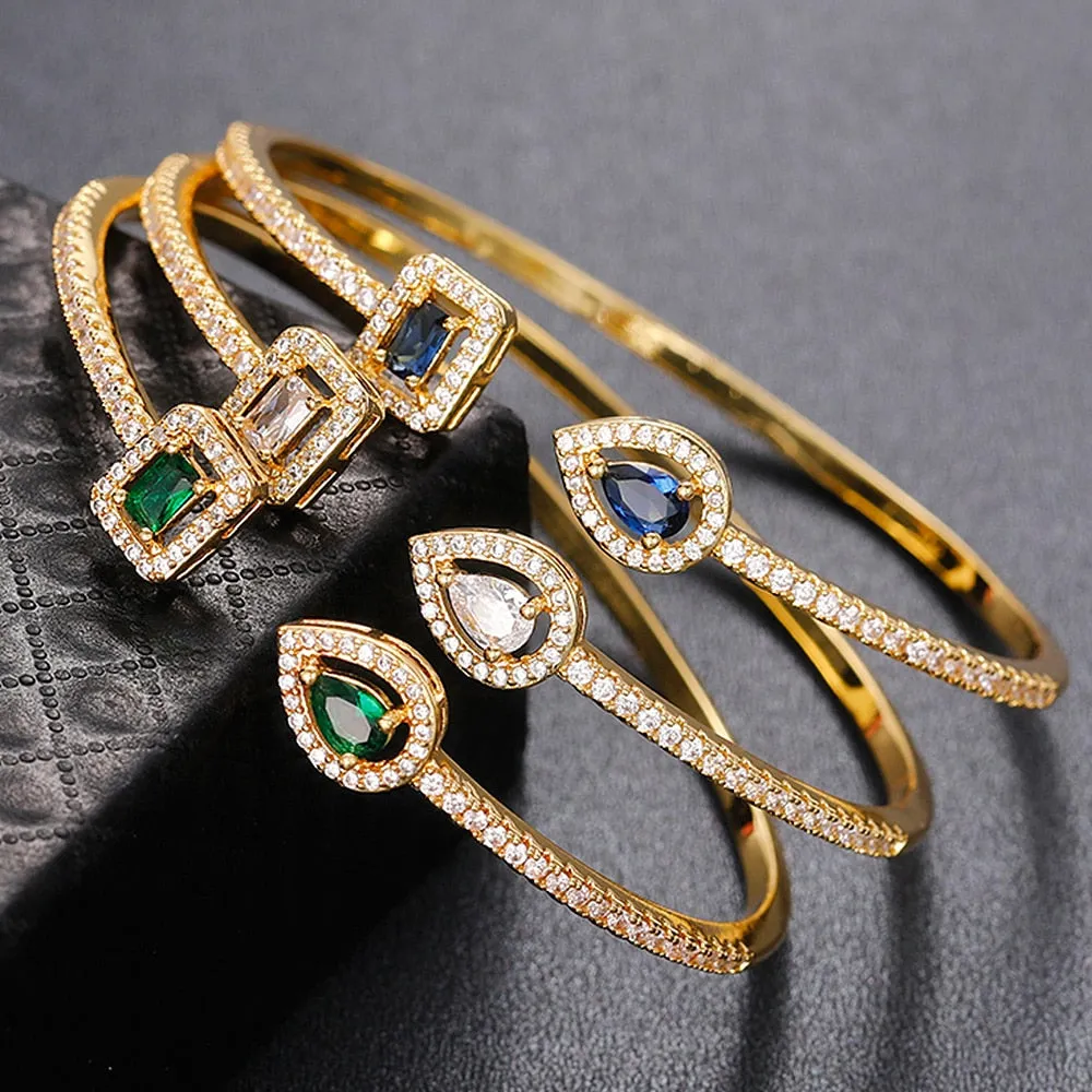 Luxury Cubic Zirconia Cuff Bracelet Bangle
