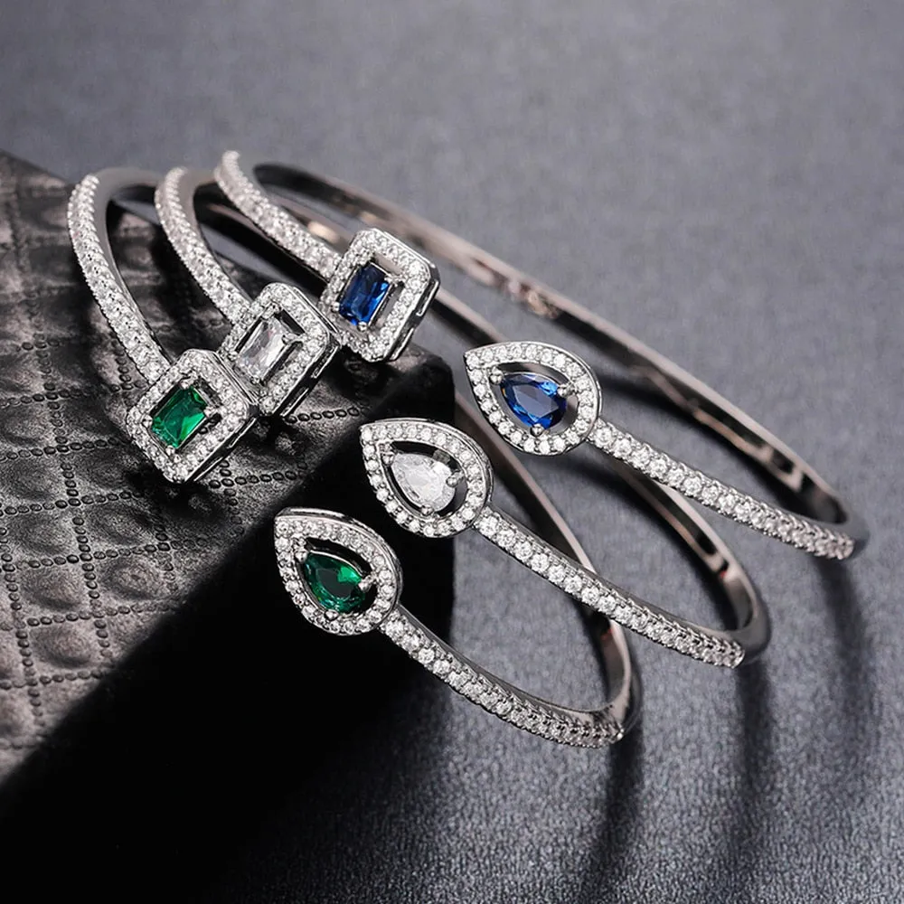 Luxury Cubic Zirconia Cuff Bracelet Bangle