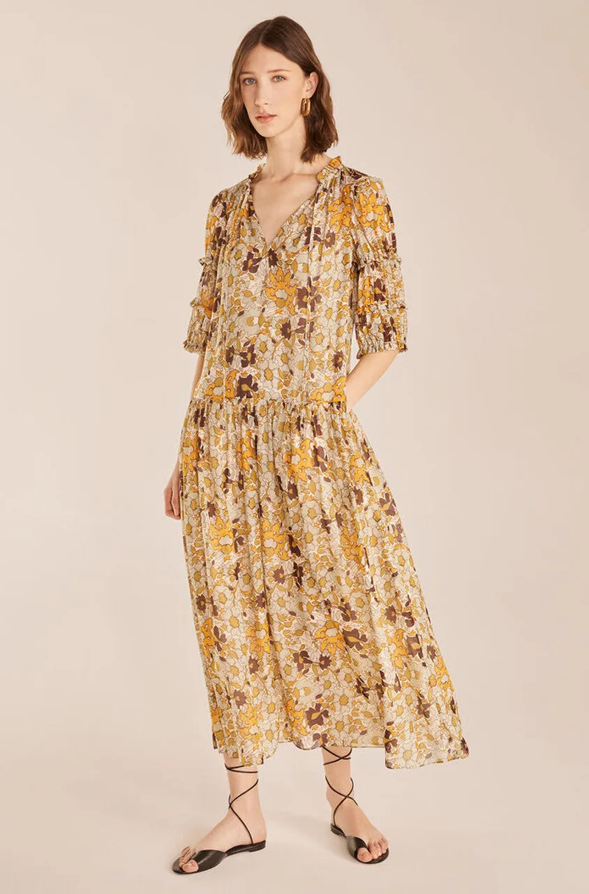 Passion Flower Puff Sleeve Dress