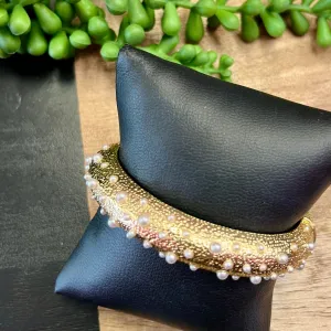Pearl & Gold Bangle Bracelet