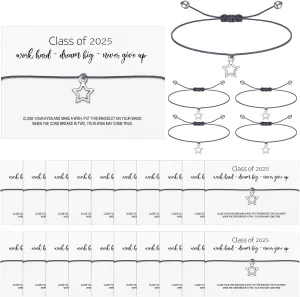 Quelay 24 Sets 2025 Star Bracelets with Cards Graduation Gifts Grad Wish Friendship Bracelets Graduate Party Favors