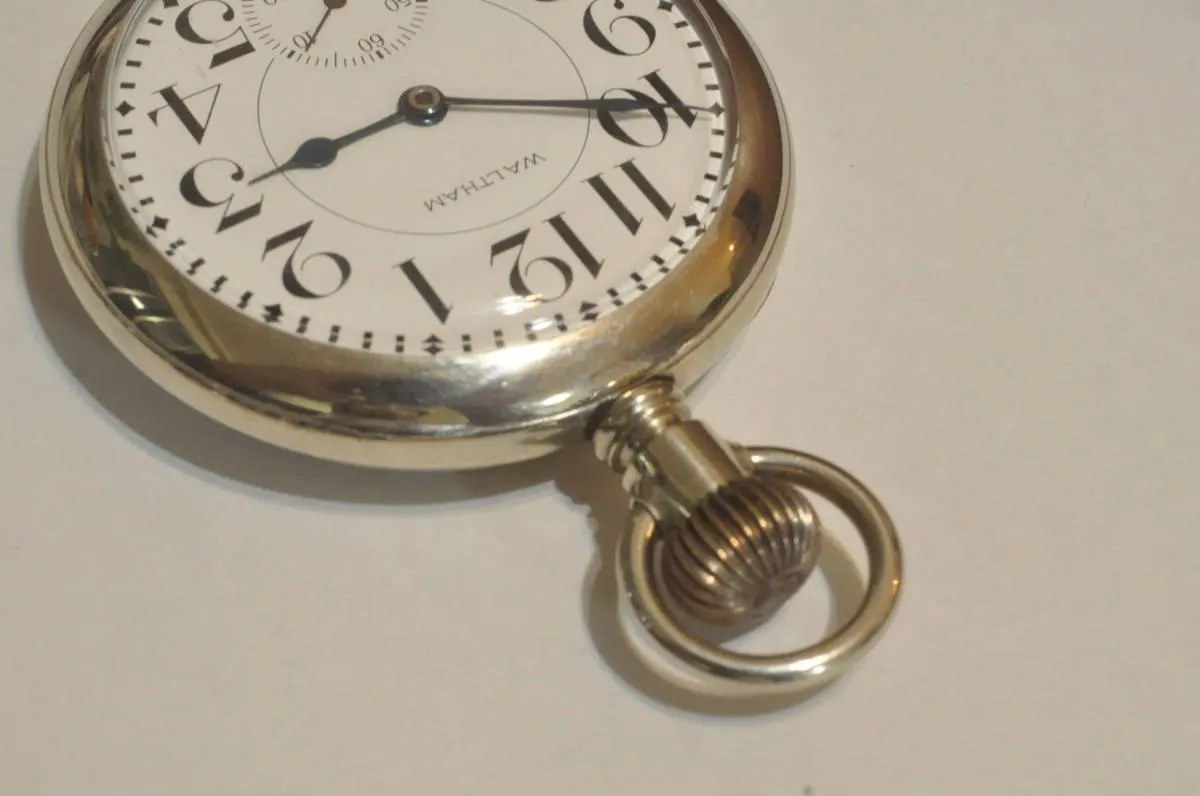 [Skeleton specifications] Waltham railroad pocket watch Vanguard diamond receiving stone pocket watch antique manual winding mechanical 1907