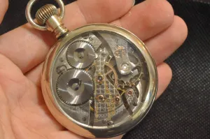 [Skeleton specifications] Waltham railroad pocket watch Vanguard diamond receiving stone pocket watch antique manual winding mechanical 1907
