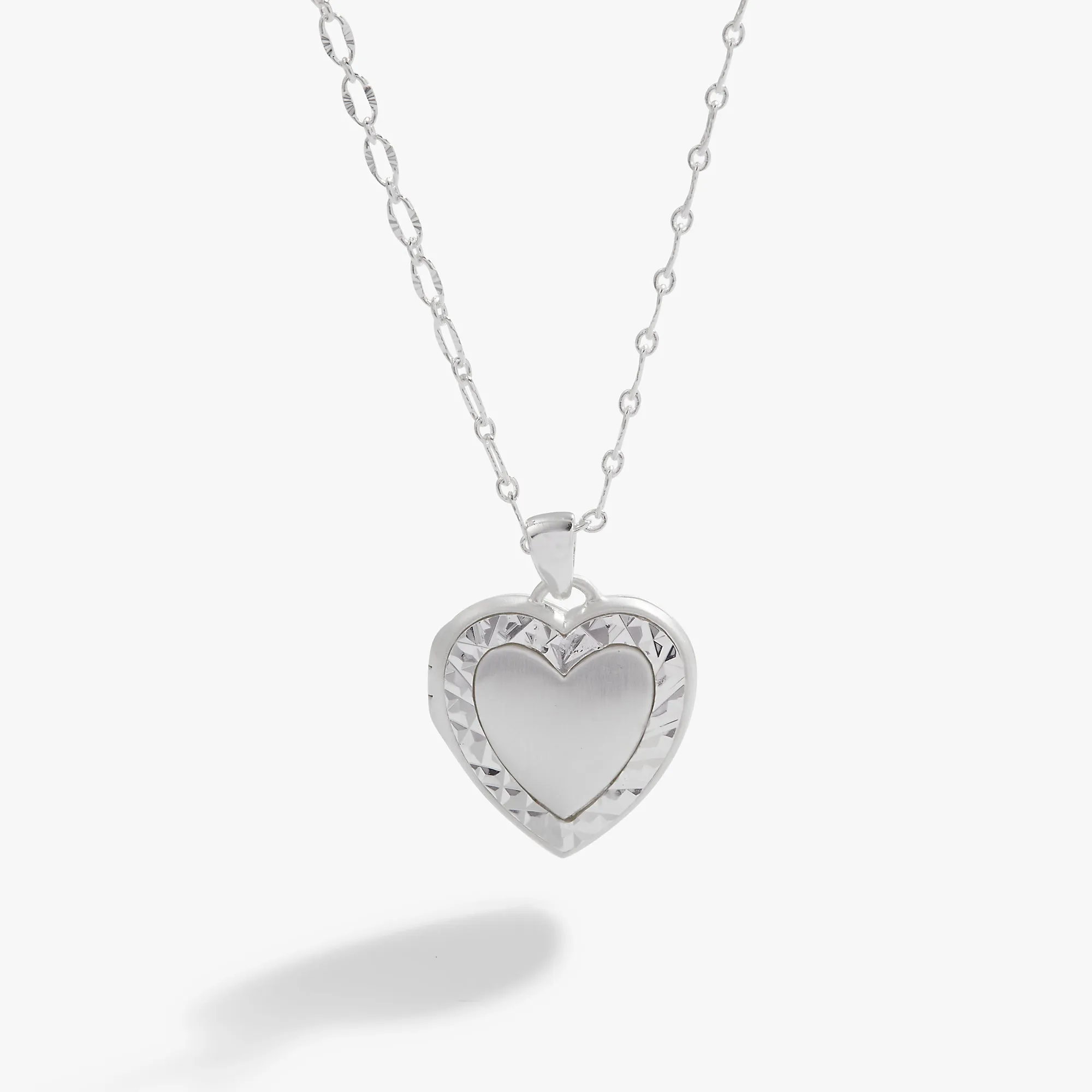 Textured Heart Locket Necklace