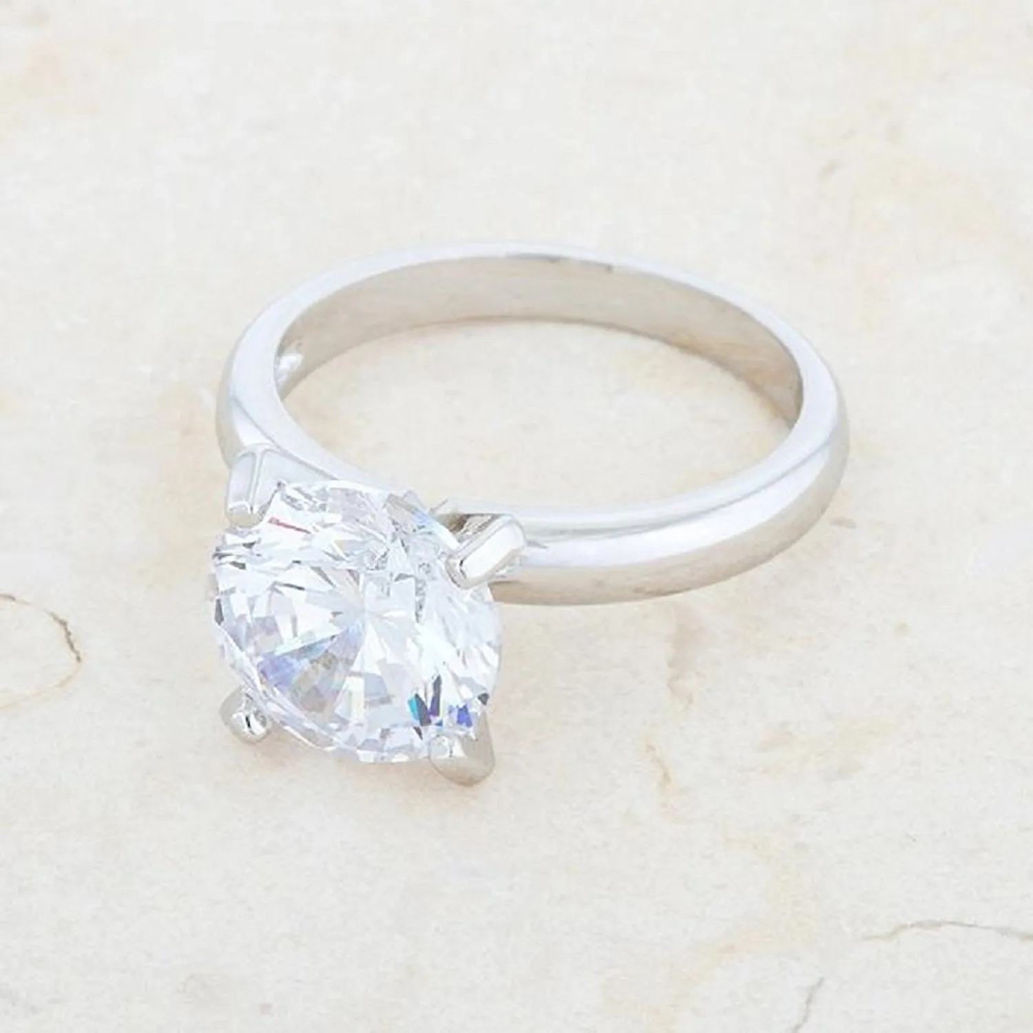 WildKlass 4.4ct CZ Rhodium Plated Classic Solitaire Ring