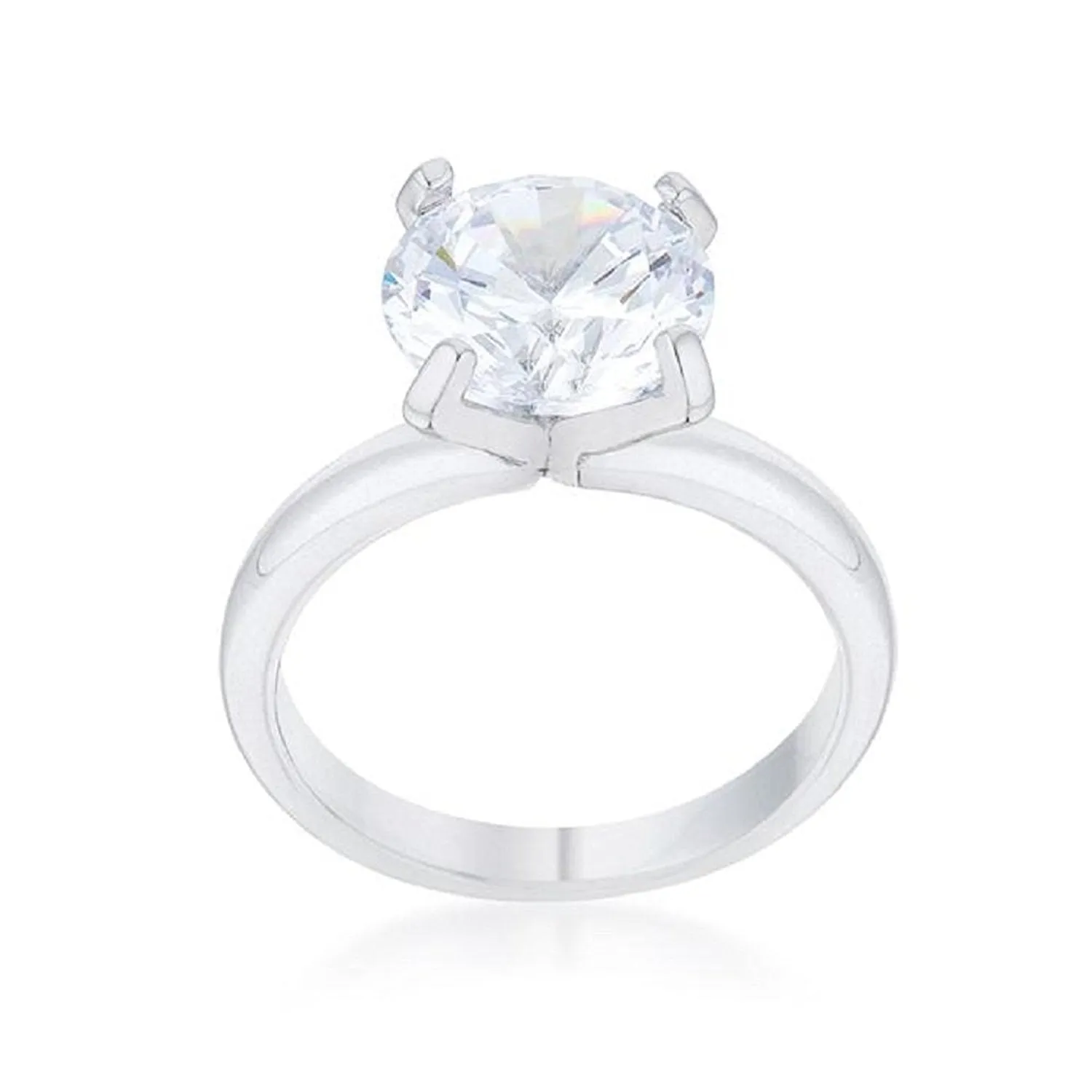 WildKlass 4.4ct CZ Rhodium Plated Classic Solitaire Ring